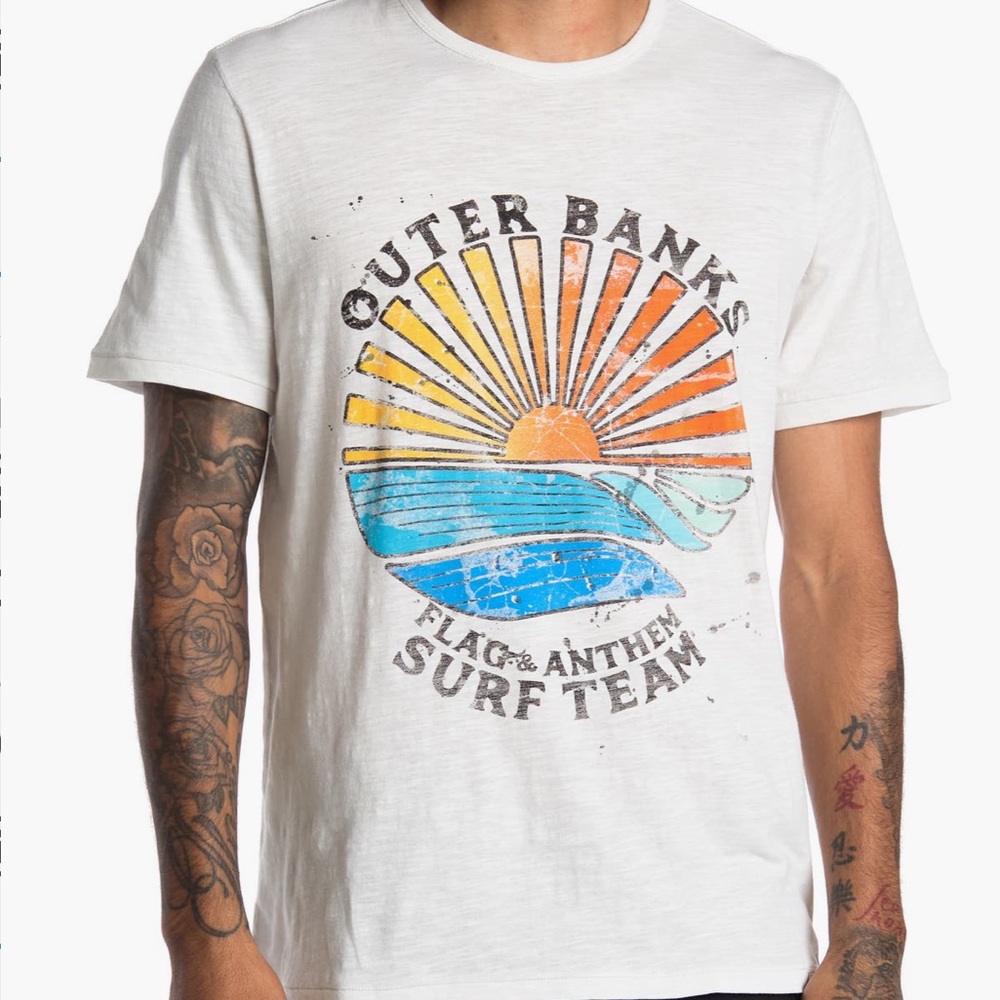 Flag & Anthem Outer Banks Tee, Mens Large, Like New, Worn/ Splattered Style